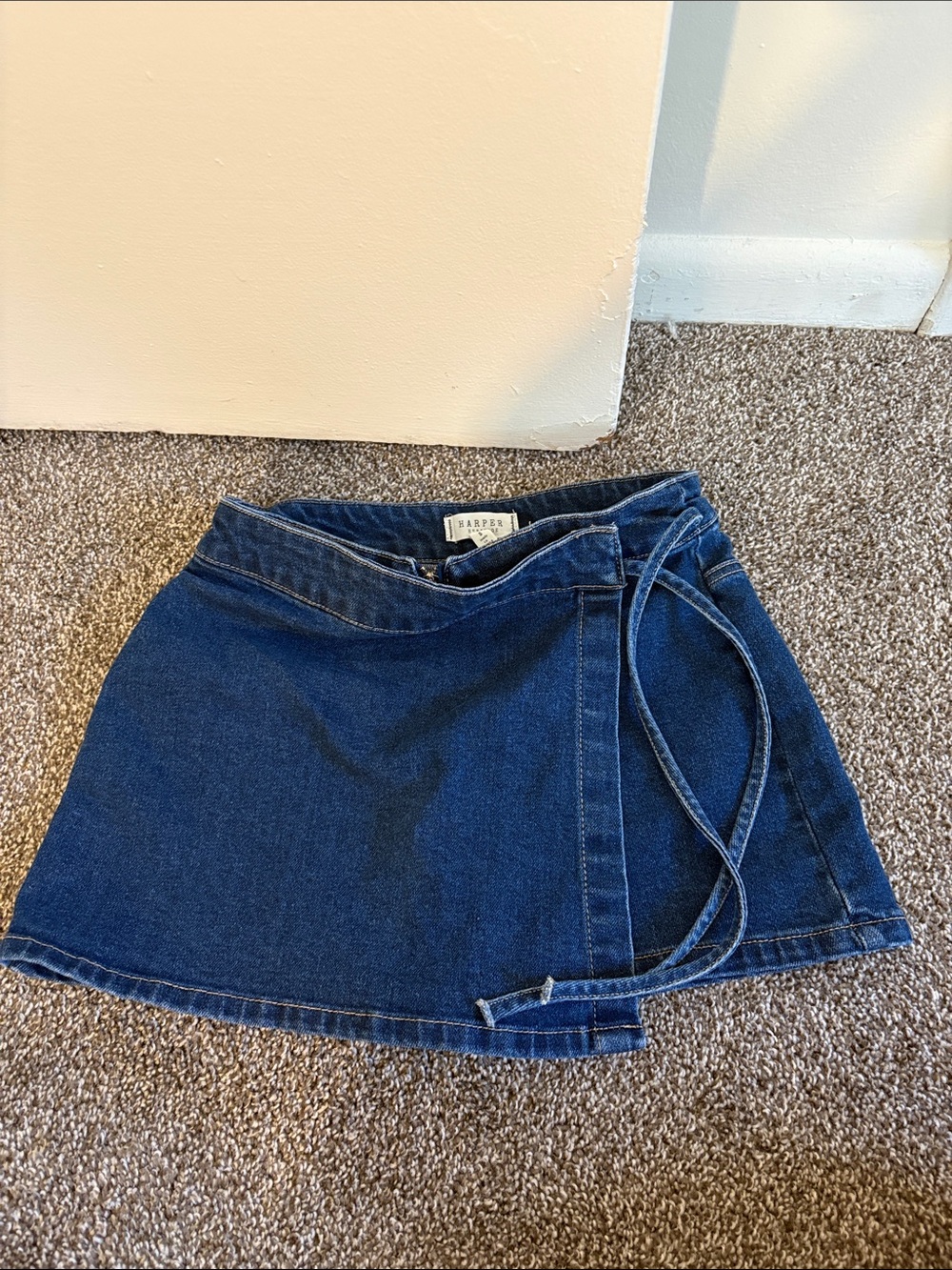 Harper Heritage Dark Indigo Wrap Denim Skirt - Picture 3 of 5